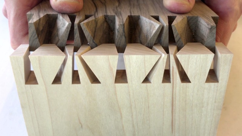 A difficult hand cut dovetail joint